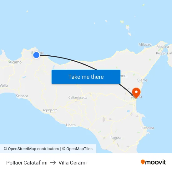 Pollaci Calatafimi to Cerami Villa map