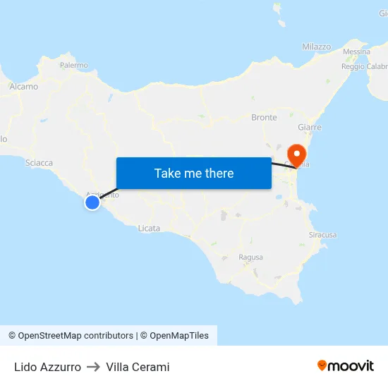 Blue Beach to Cerami Villa map