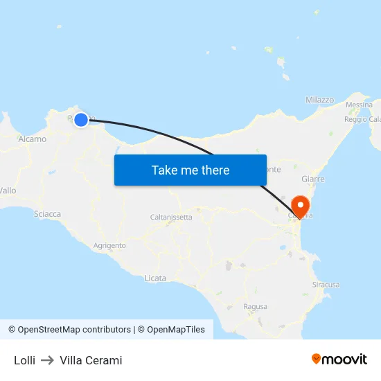 Lolli to Cerami Villa map