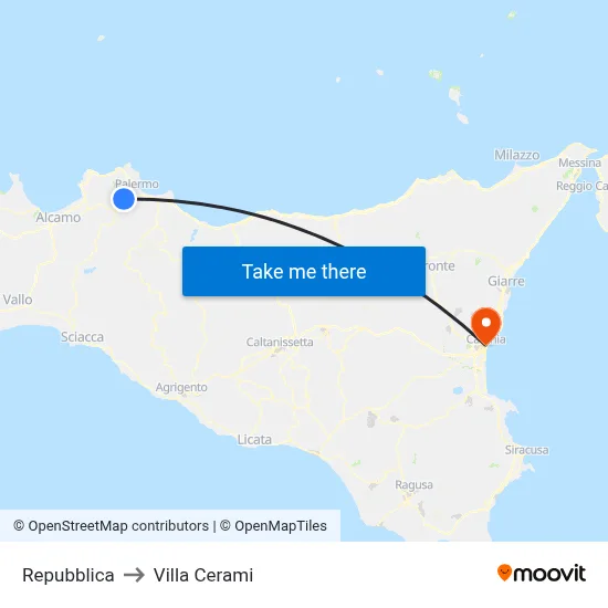 Republic to Cerami Villa map