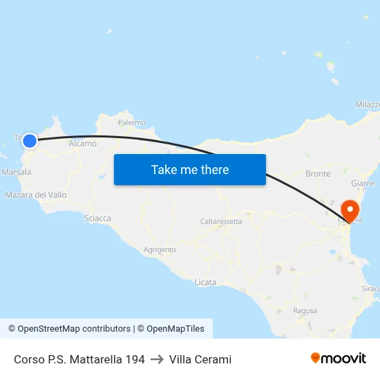 Corso P.S. Mattarella 194 to Cerami Villa map