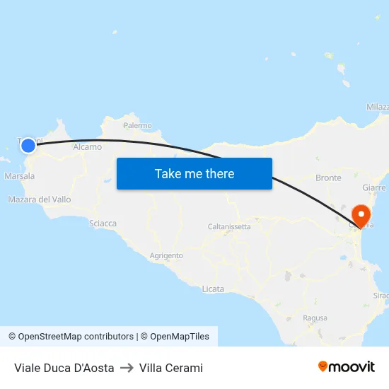 Duke of Aosta Avenue to Cerami Villa map