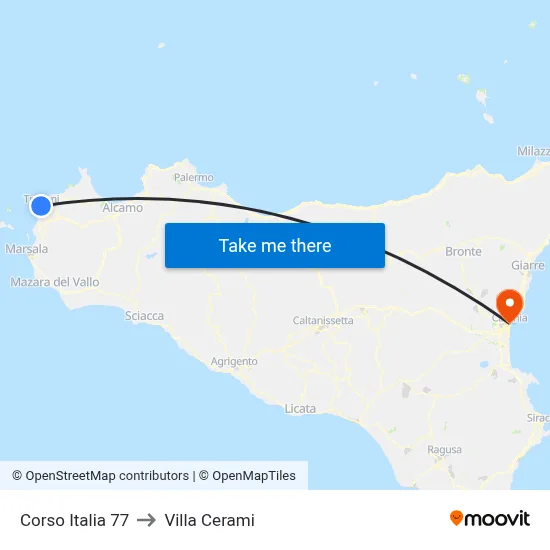 Italia Avenue 77 to Cerami Villa map