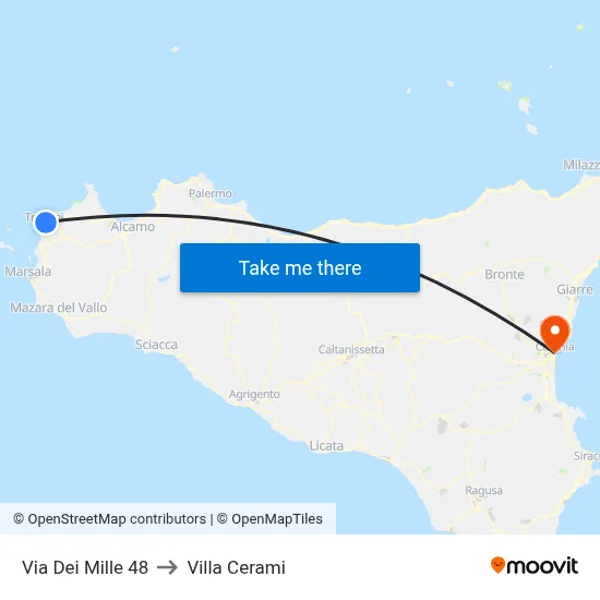 Dei Mille Street 48 to Cerami Villa map