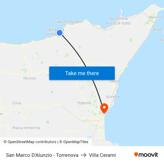 San Marco D'Alunzio - Torrenova to Cerami Villa map