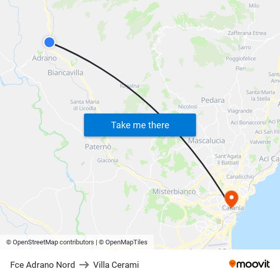 Fce Adrano Nord to Villa Cerami map