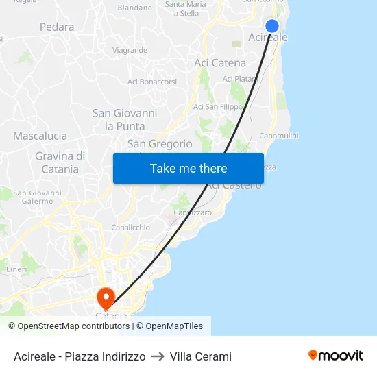 Acireale Address to Cerami Villa map