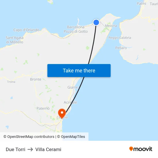 Two Towers to Cerami Villa map
