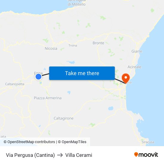 Via Pergusa (Cantina) to Villa Cerami map