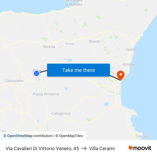 Via Cavalieri Di Vittorio Veneto, 45 to Villa Cerami map