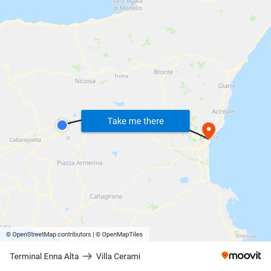 Terminal Enna Alta to Villa Cerami map