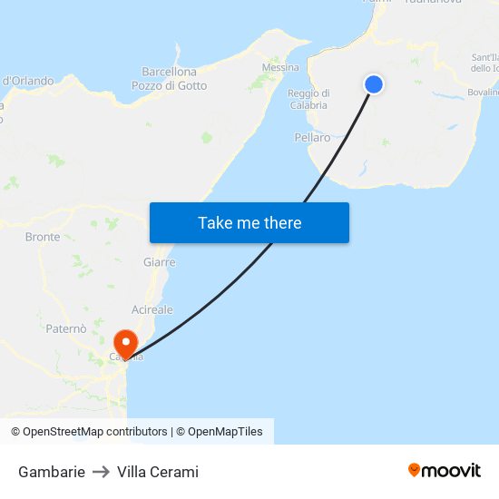 Gambarie to Villa Cerami map