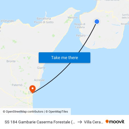 SS 184  Gambarie Caserma Forestale (N/S) to Villa Cerami map