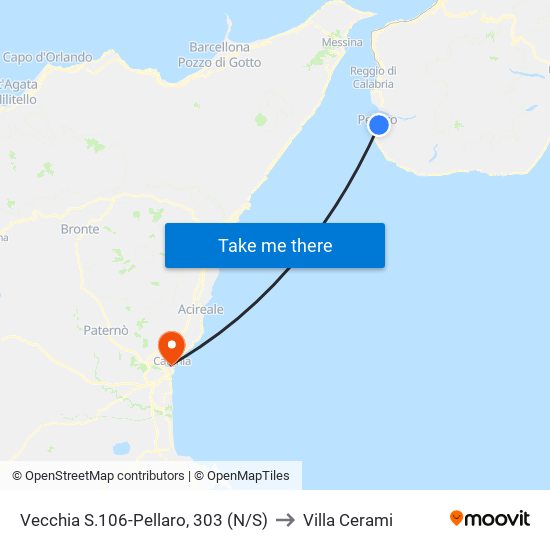 Vecchia S.106-Pellaro, 303  (N/S) to Villa Cerami map