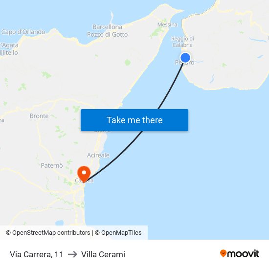 Via Carrera, 11 to Villa Cerami map