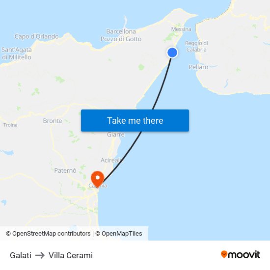 Galati to Villa Cerami map