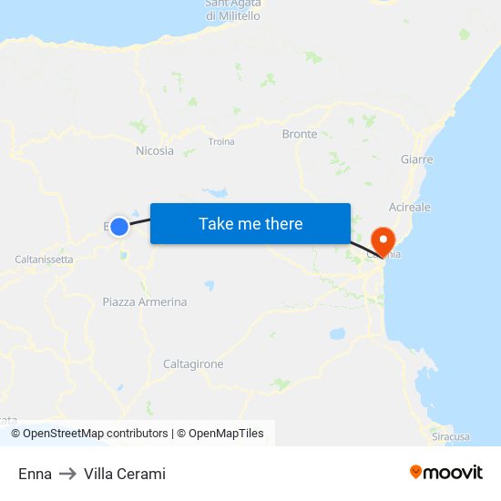 Enna to Villa Cerami map