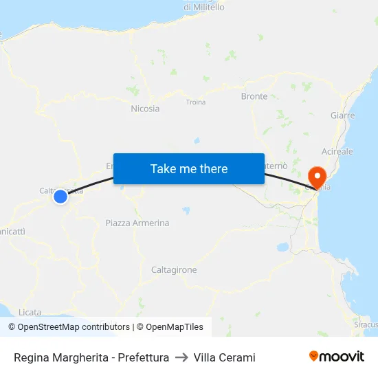 Regina Margherita - Prefecture to Cerami Villa map