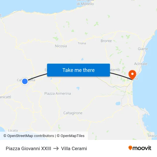 Pope John XXIII Square to Cerami Villa map