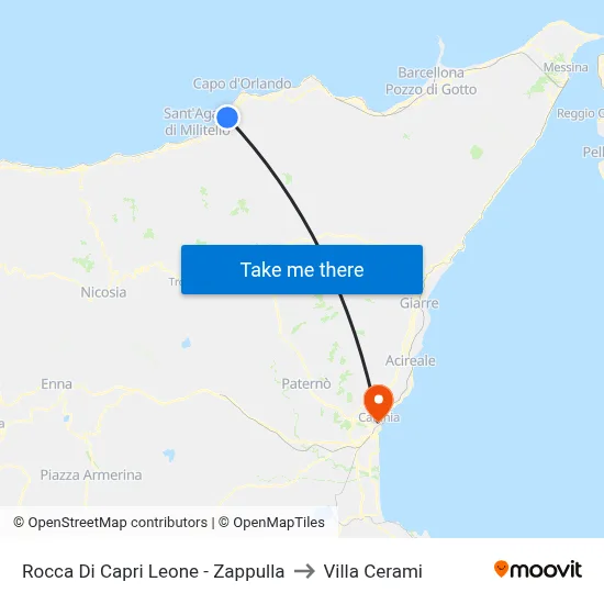 Rocca Di Capri Leone - Zappulla to Cerami Villa map