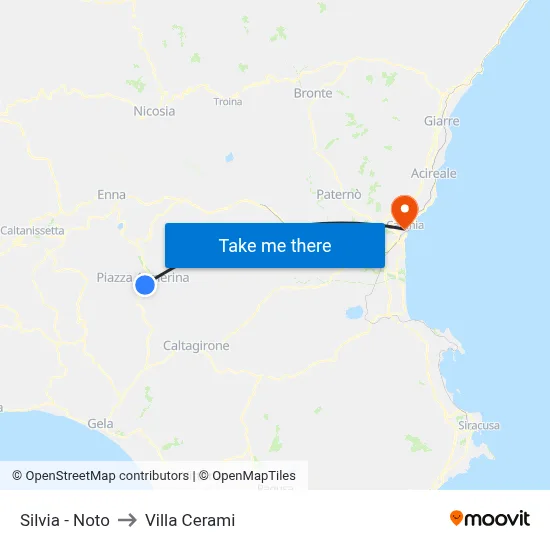 Silvia - Noto to Cerami Villa map