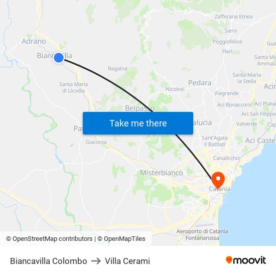 Biancavilla Colombo to Villa Cerami map