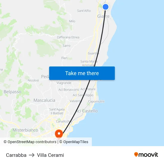 Carrabba to Cerami Villa map