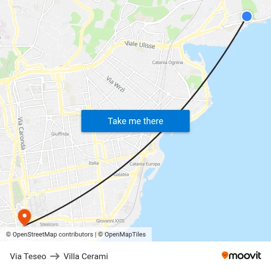 Teseo Street to Cerami Villa map