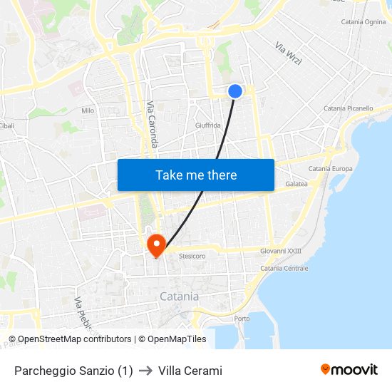 Parcheggio Sanzio (1) to Villa Cerami map