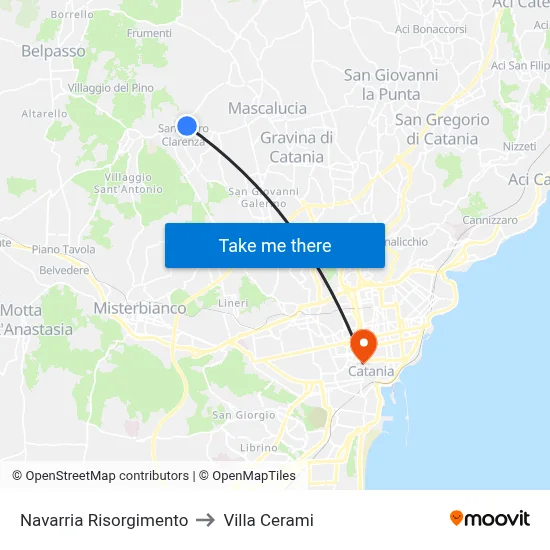 Navarria Risorgimento to Cerami Villa map