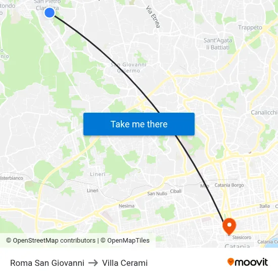 Rome San Giovanni to Cerami Villa map