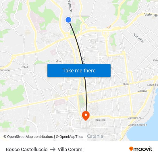 Bosco Castelluccio to Villa Cerami map