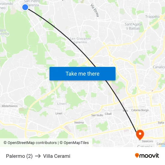 Palermo (2) to Cerami Villa map