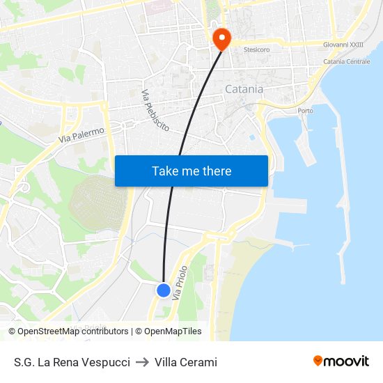 S.G. La Rena Vespucci to Villa Cerami map