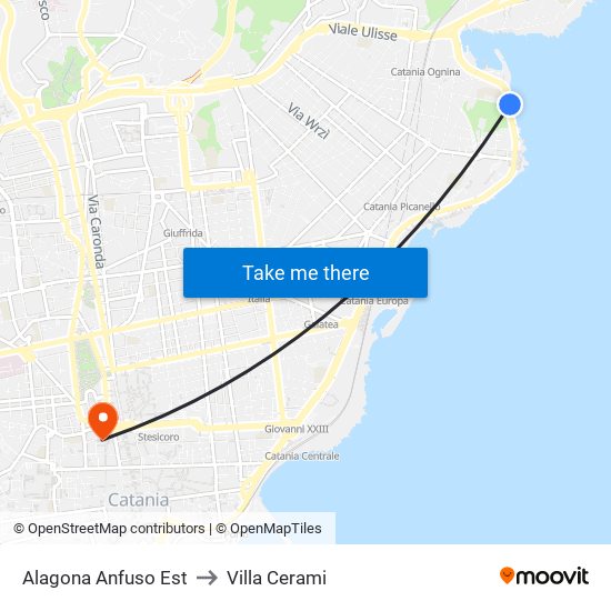 Alagona Anfuso Est to Villa Cerami map