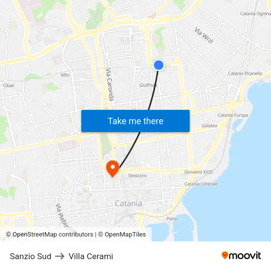 Sanzio Sud to Villa Cerami map