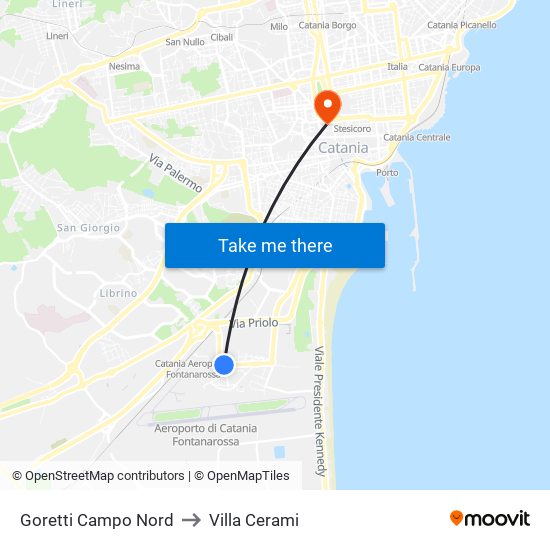 Goretti Campo Nord to Villa Cerami map