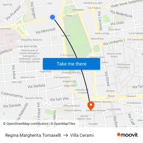 Regina Margherita Tomaselli to Villa Cerami map