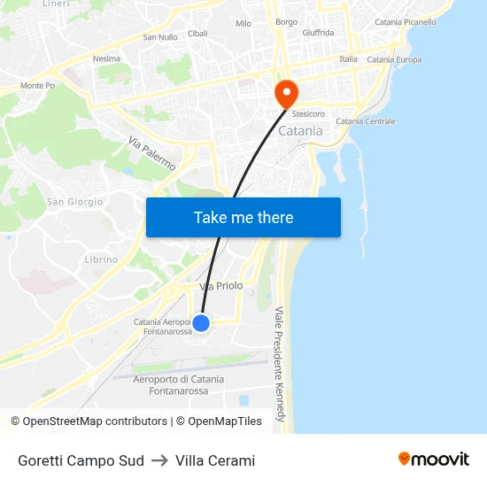 Goretti South Field to Cerami Villa map