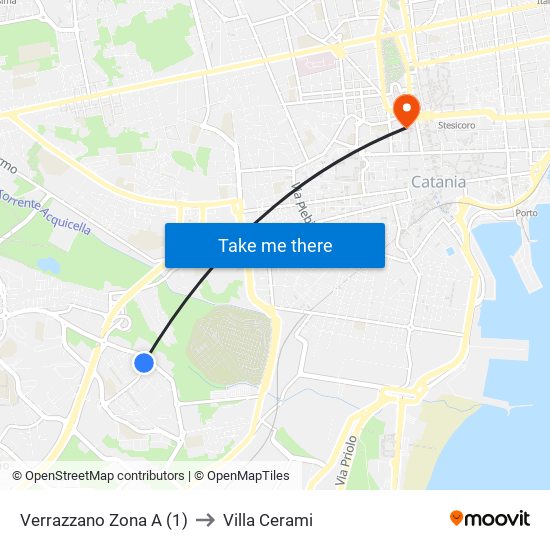 Verrazzano Zona A (1) to Villa Cerami map