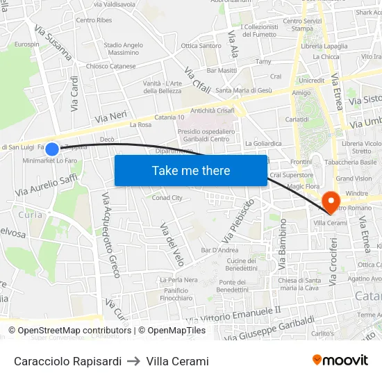 Caracciolo Rapisardi to Cerami Villa map