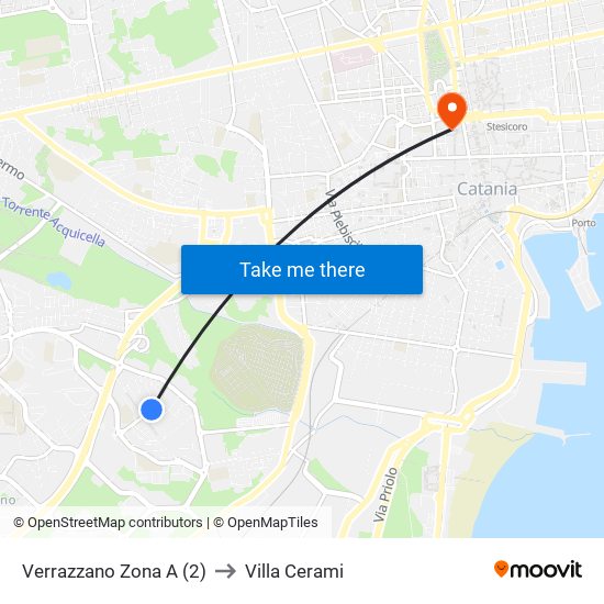 Verrazzano Zona A (2) to Villa Cerami map