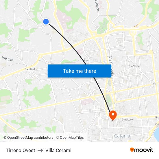 Tirreno Ovest to Villa Cerami map