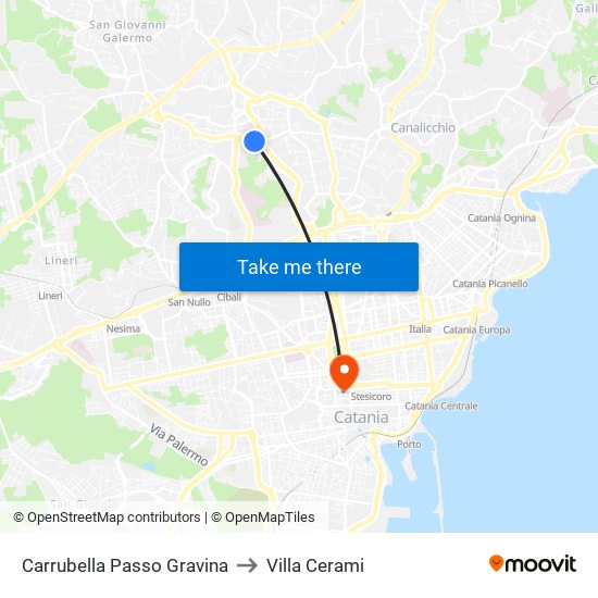 Carrubella Passo Gravina to Villa Cerami map