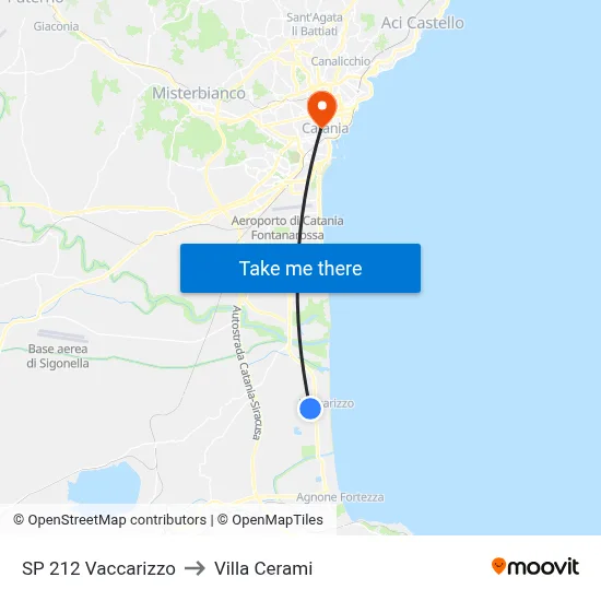 SP 212 Vaccarizzo to Villa Cerami map