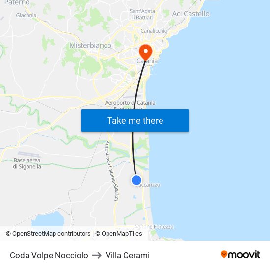 Coda Volpe Nocciolo to Villa Cerami map