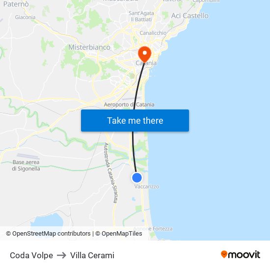 Coda Volpe to Villa Cerami map