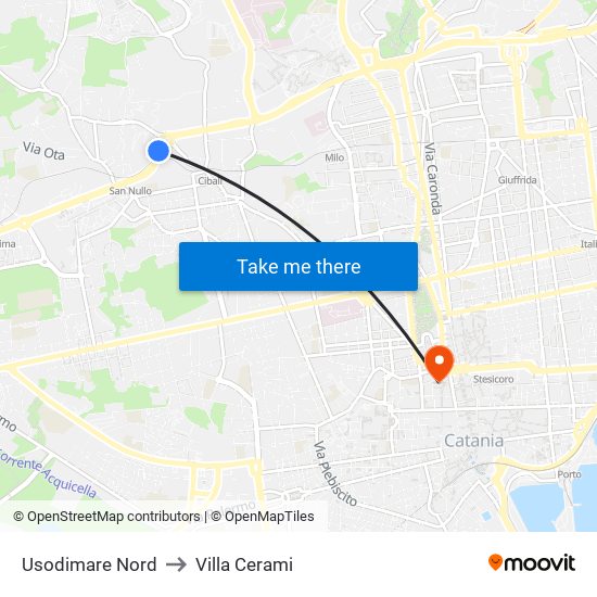 Usodimare Nord to Villa Cerami map