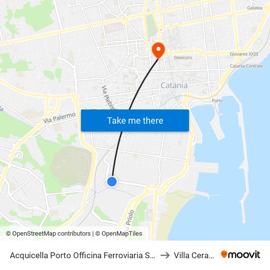 Acquicella Porto Officina Ferroviaria Sud to Villa Cerami map