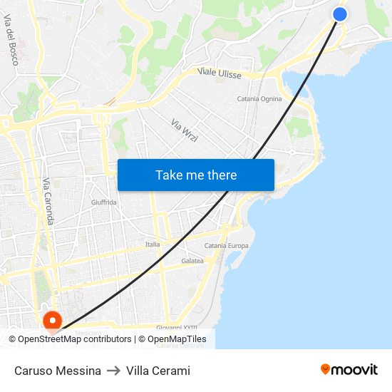 Caruso Messina to Villa Cerami map